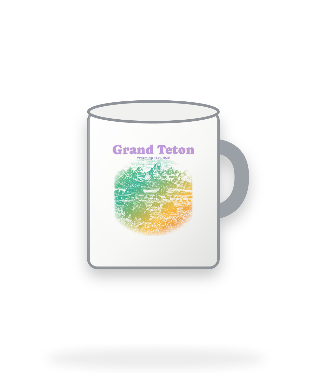 Grand Teton Mormon Row Barns Enamel Camp Mug in White