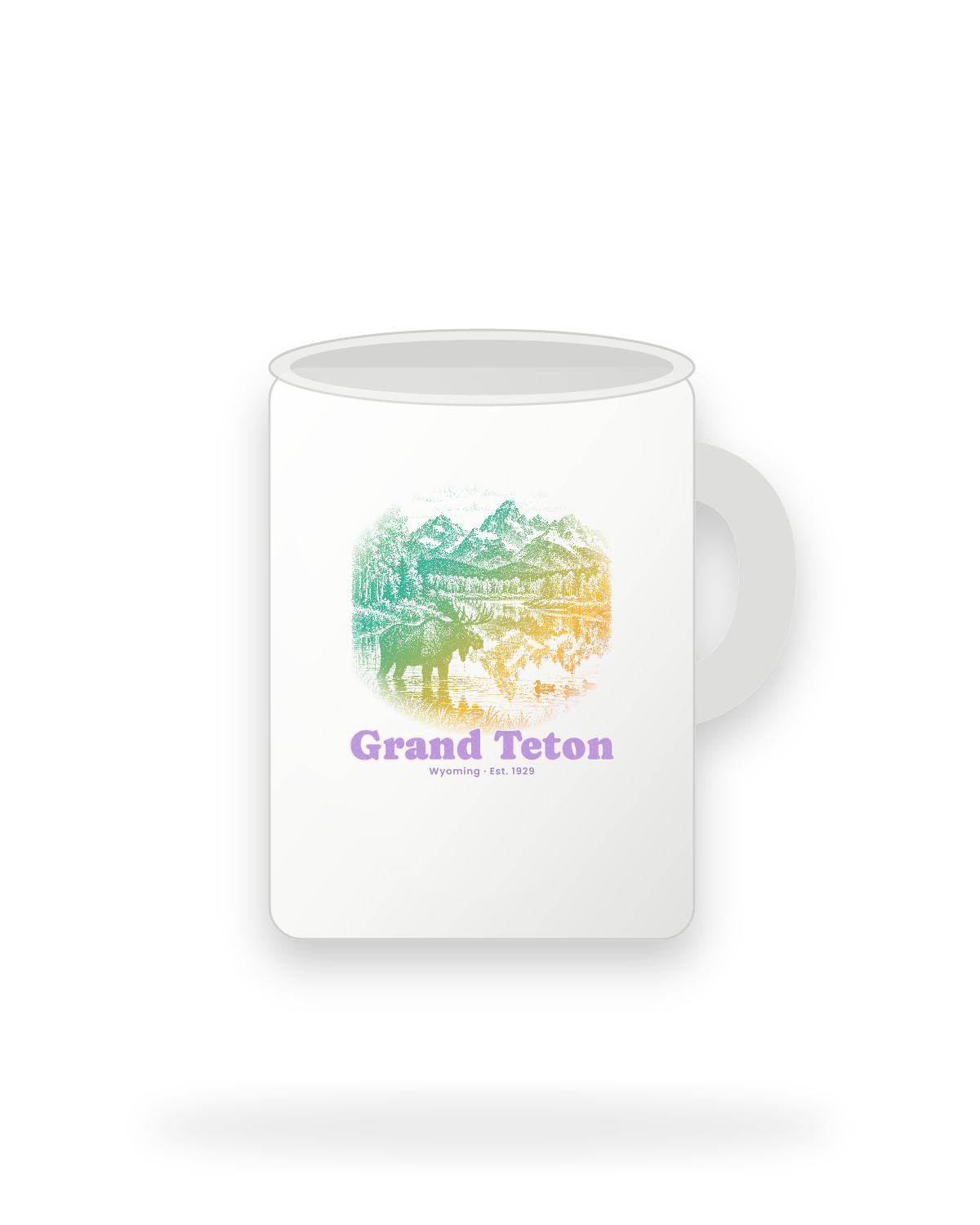 Grand Teton Oxbow Bend Moose Ceramic Mug 15oz in White