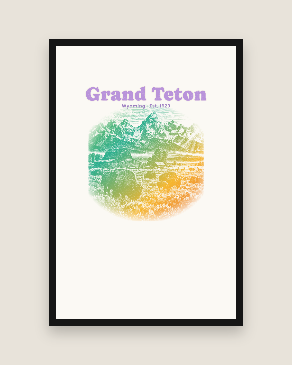 Grand Teton Mormon Row Barns Matte Poster in White