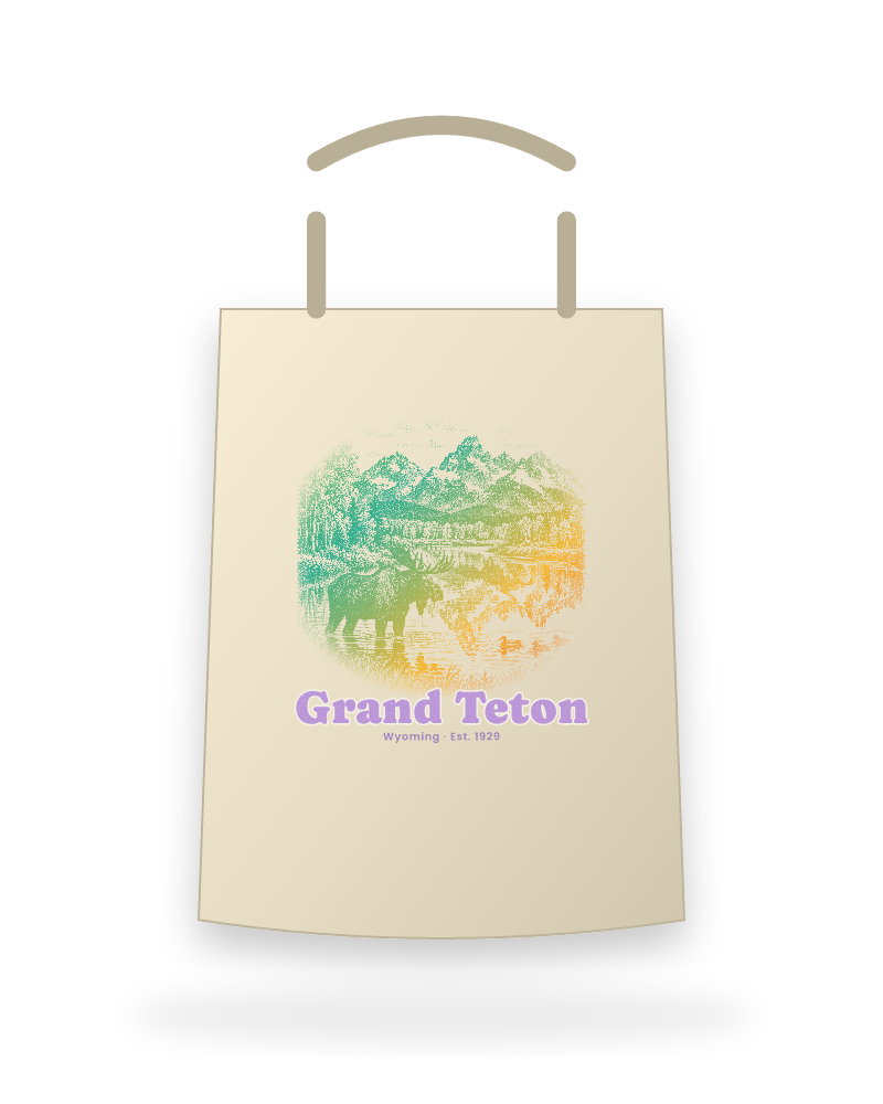 Grand Teton Oxbow Bend Moose Canvas Tote