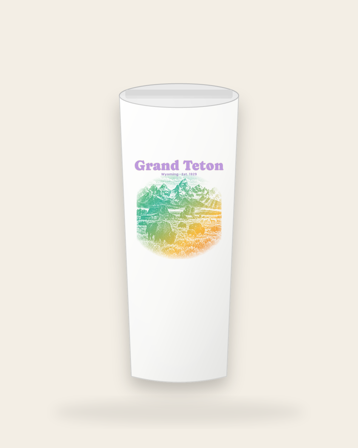 Grand Teton Mormon Row Barns Insulated Tumbler 20oz in White