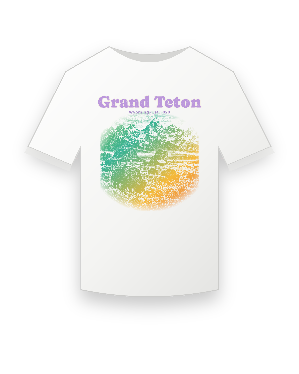 Grand Teton Mormon Row Barns Youth Tee in White