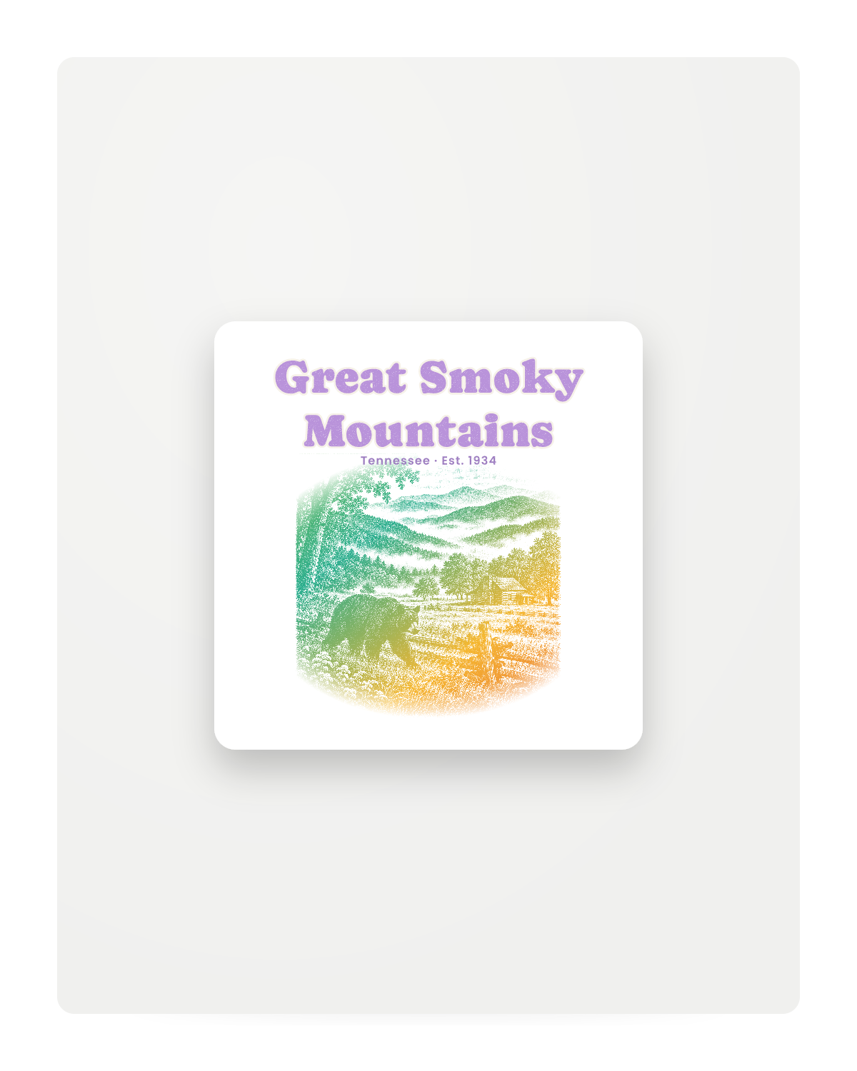 Great Smoky Mountains Cades Cove Bear Fridge Magnet in White