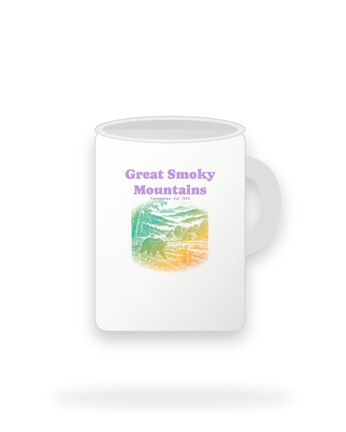 Great Smoky Mountains Cades Cove Bear Ceramic Mug 15oz in White