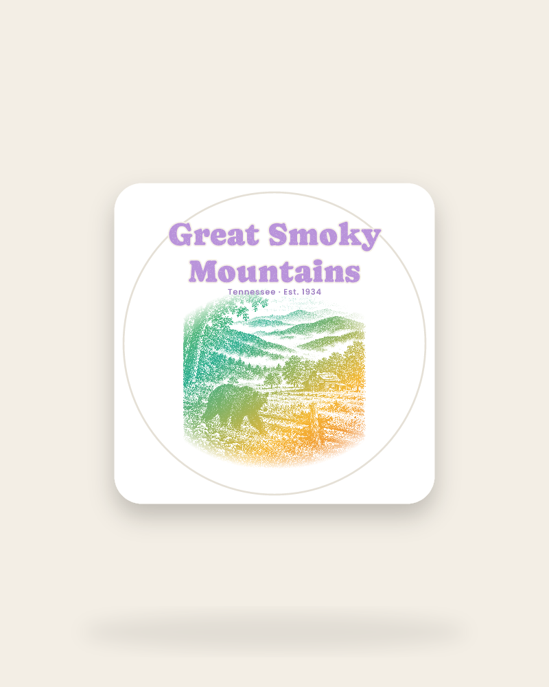 Great Smoky Mountains Cades Cove Bear Kiss-Cut Sticker