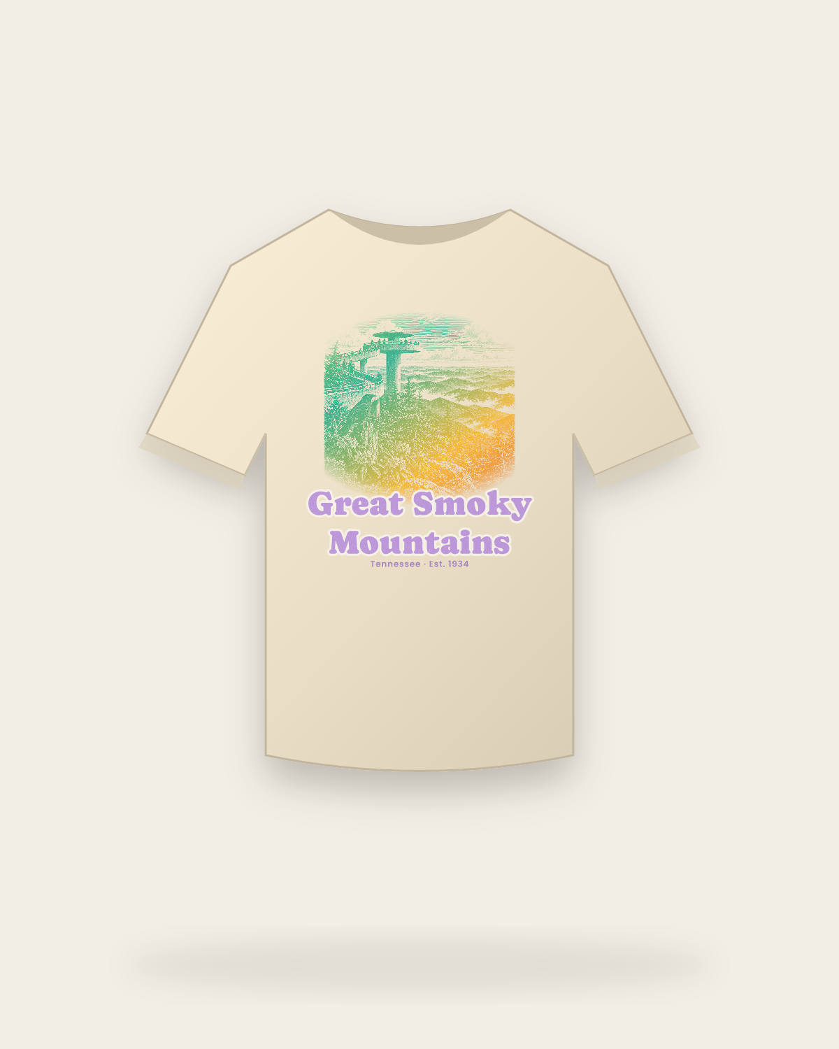 Great Smoky Mountains Clingmans Dome Organic Cotton Tee in Natural
