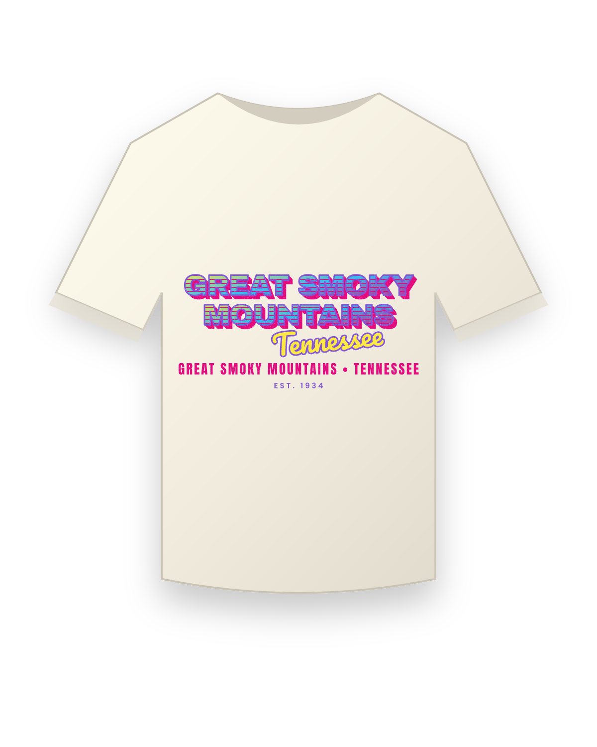 Great Smoky Mountains Music TV Vintage Wash Tee in Ivory