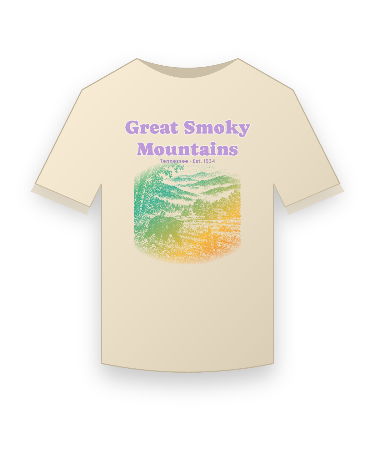 Great Smoky Mountains Cades Cove Bear Classic Tee in Natural