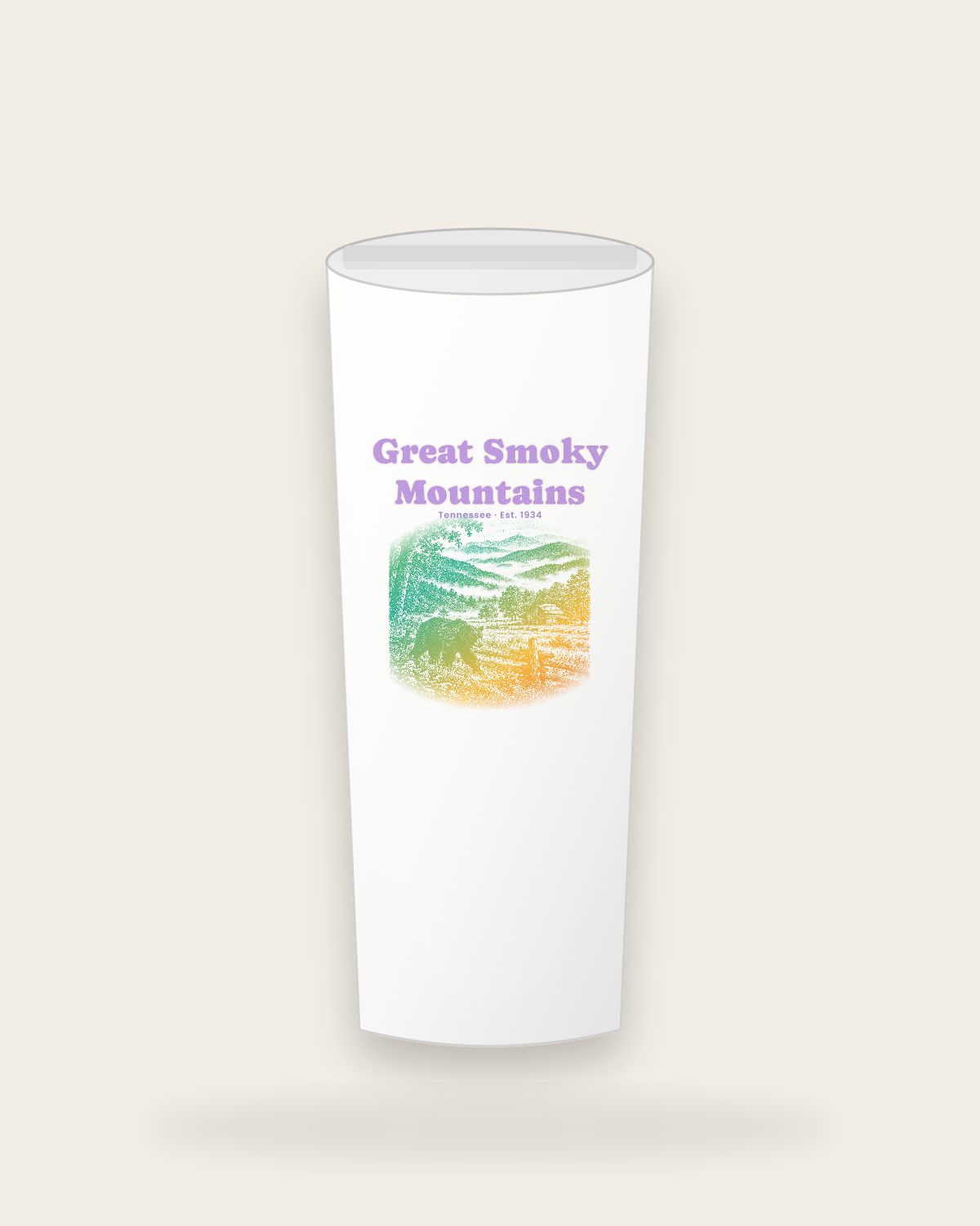Great Smoky Mountains Cades Cove Bear Insulated Tumbler 20oz in White