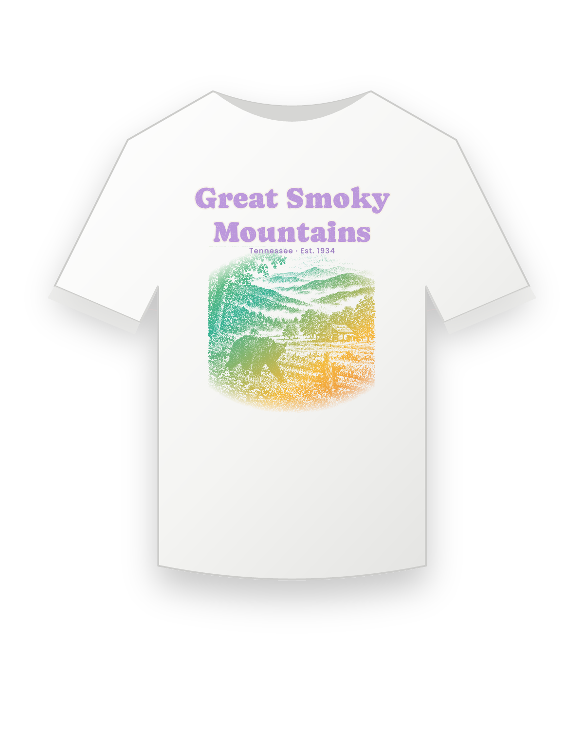 Great Smoky Mountains Cades Cove Bear Youth Tee in White