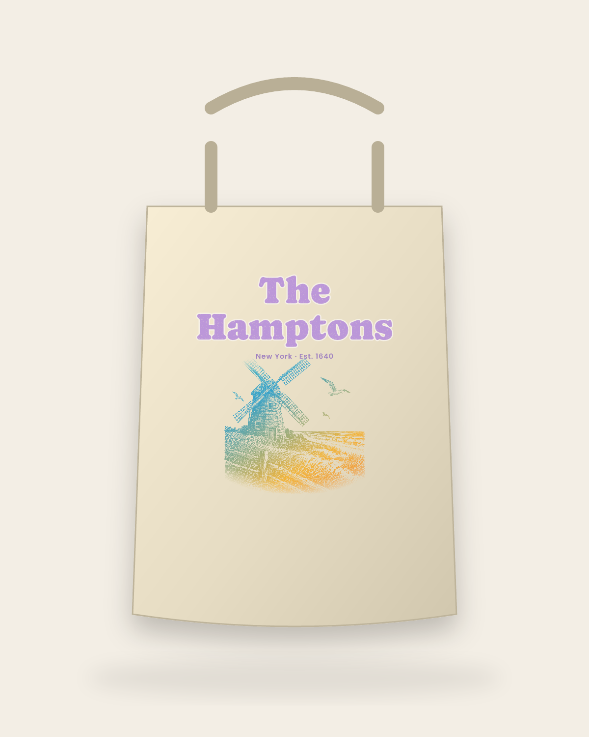 The Hamptons Windmill Canvas Tote in Beige