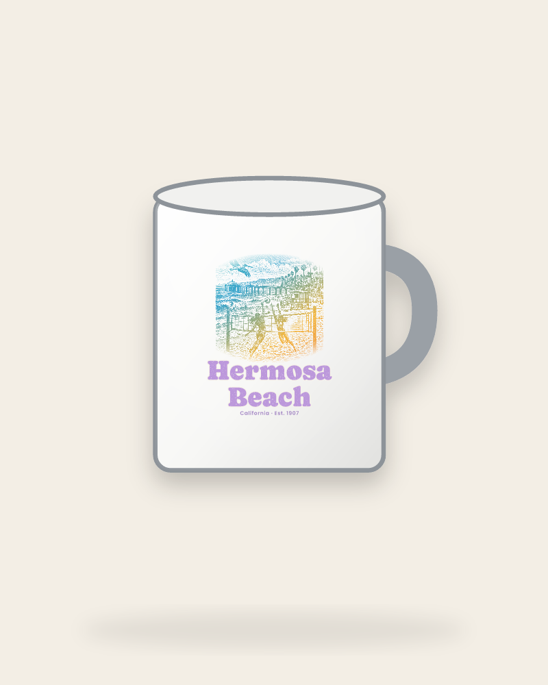 Hermosa Beach Beach Volleyball Enamel Camp Mug