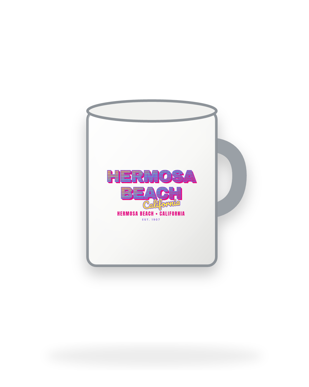 Hermosa Beach Music TV Enamel Camp Mug in White
