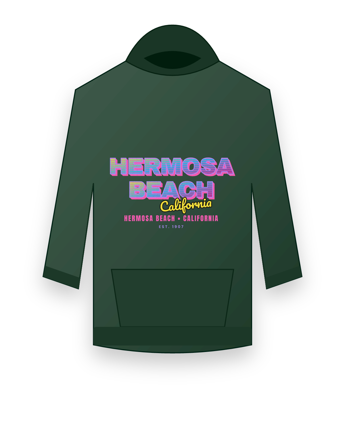 Hermosa Beach Music TV Hooded Sweatshirt in Forest Green