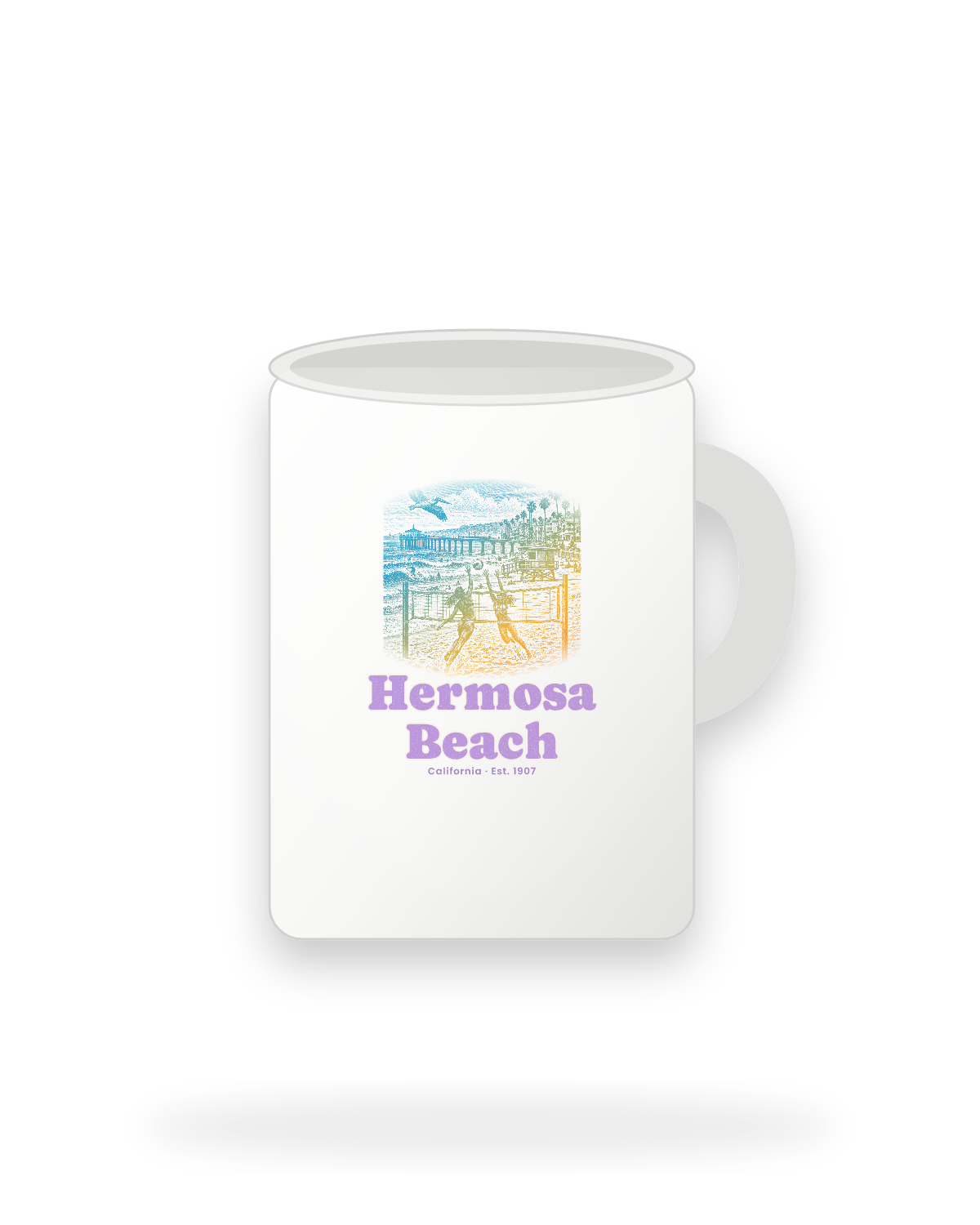 Hermosa Beach Beach Volleyball Ceramic Mug 15oz in White