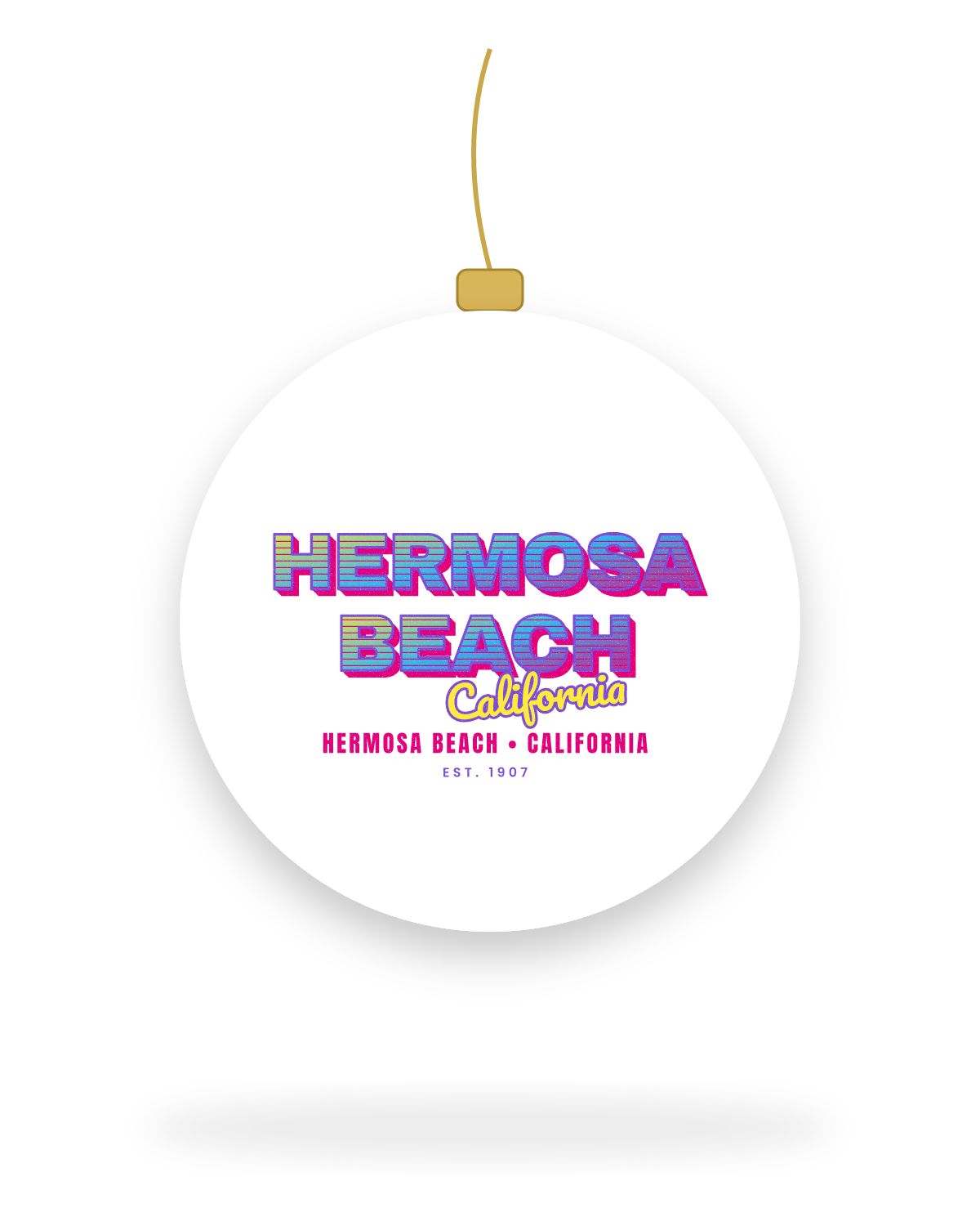 Hermosa Beach Music TV Ceramic Ornament in White