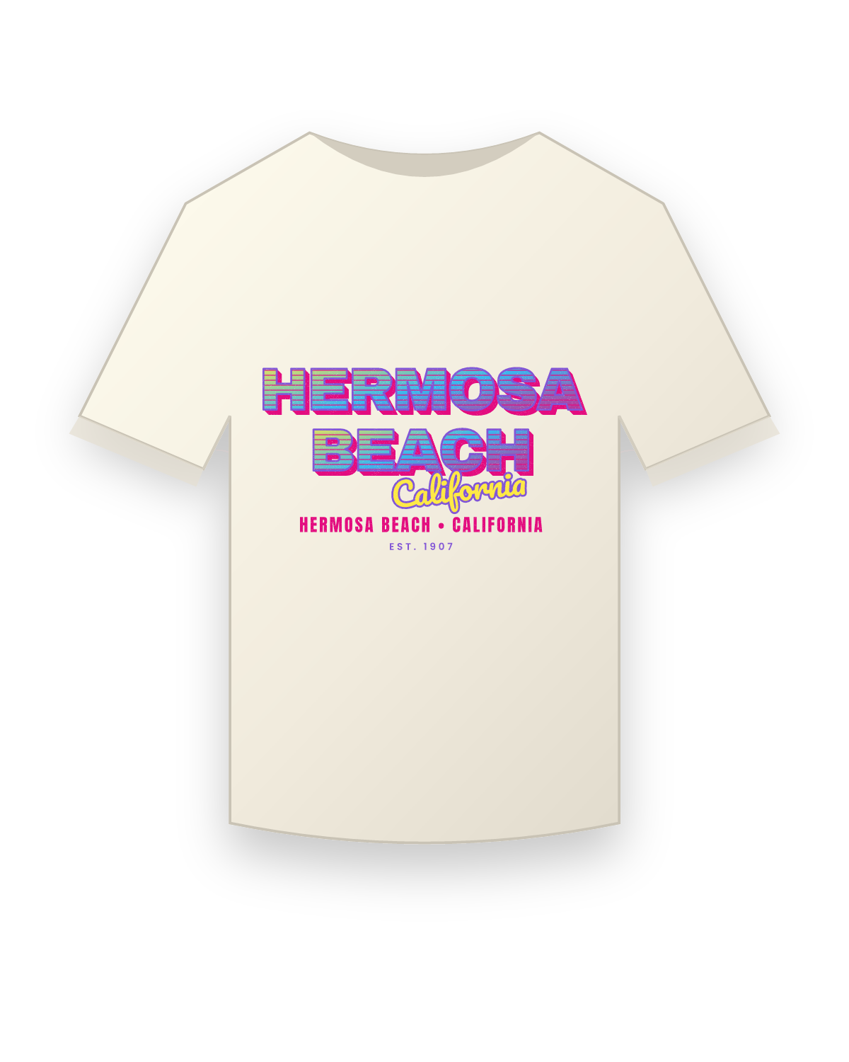 Hermosa Beach Music TV Vintage Wash Tee in Ivory