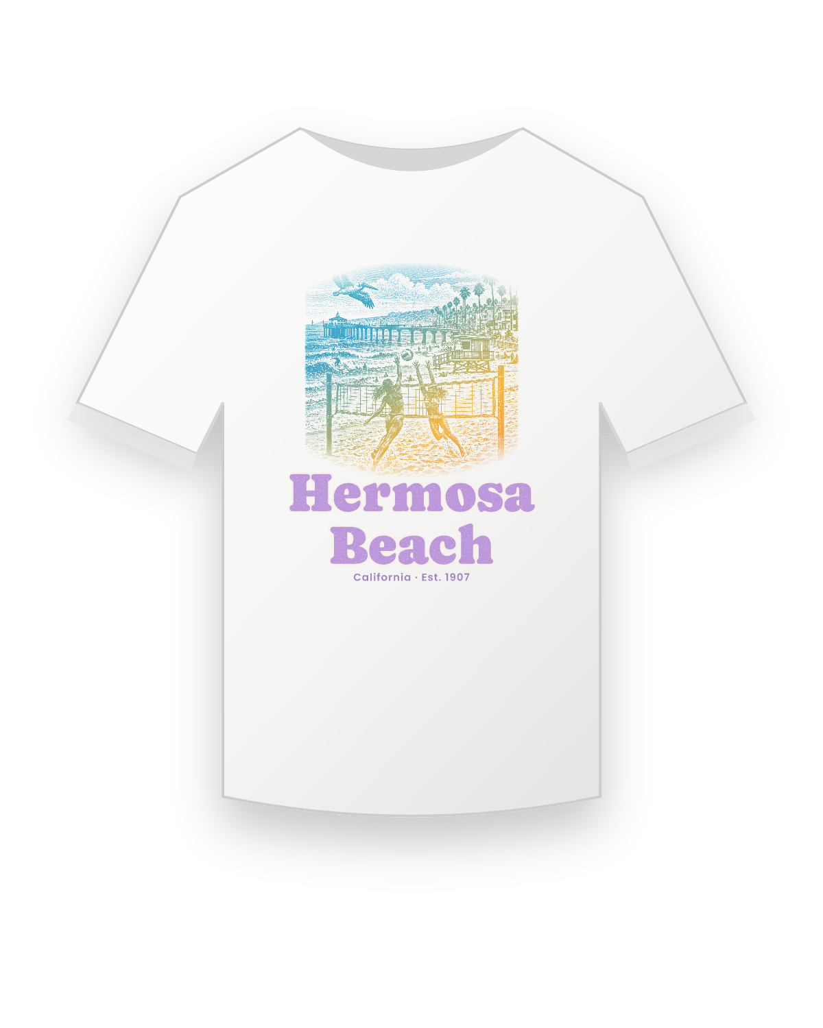 Hermosa Beach Beach Volleyball Youth Tee in White