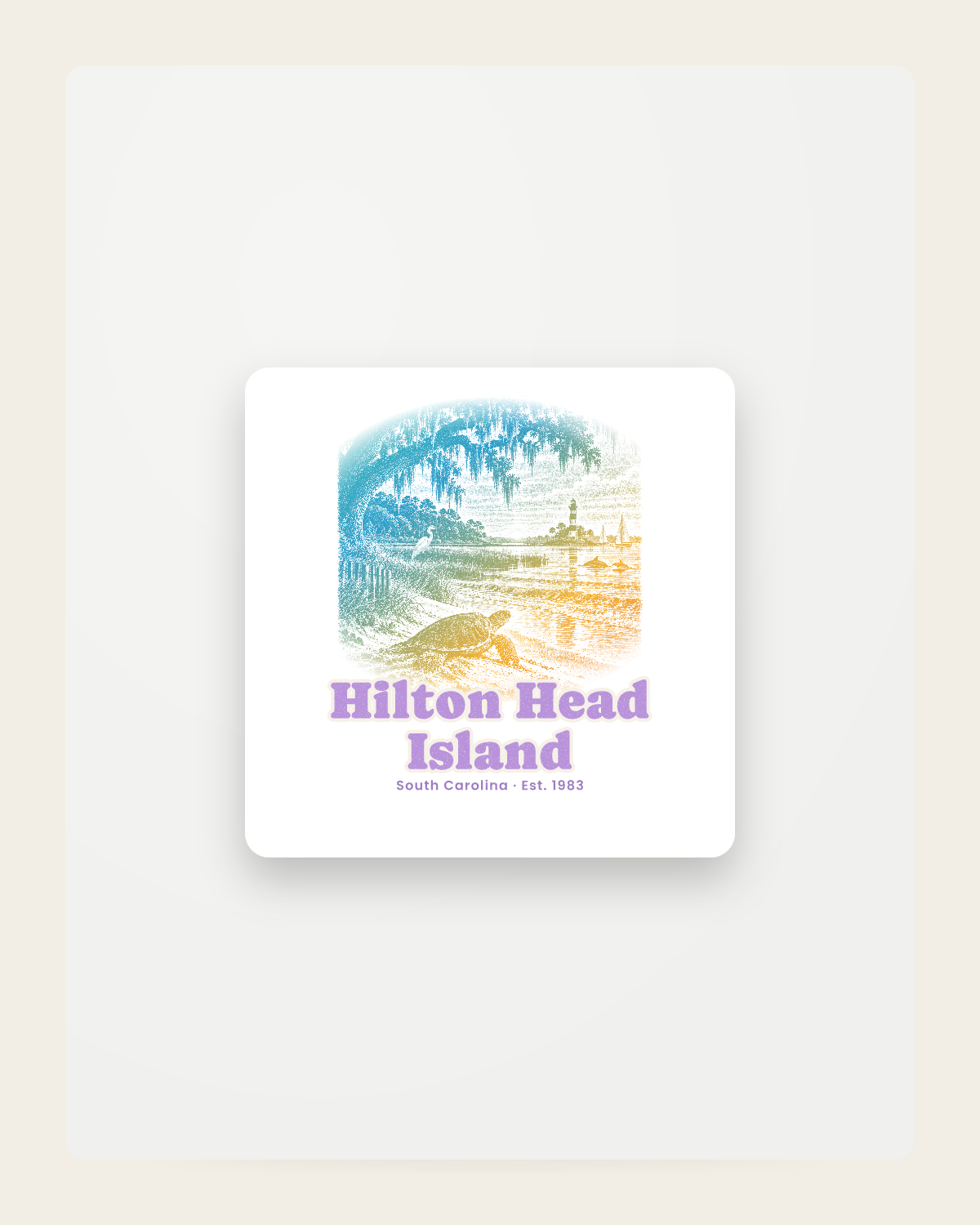 Hilton Head Island Loggerhead Dawn Fridge Magnet in White