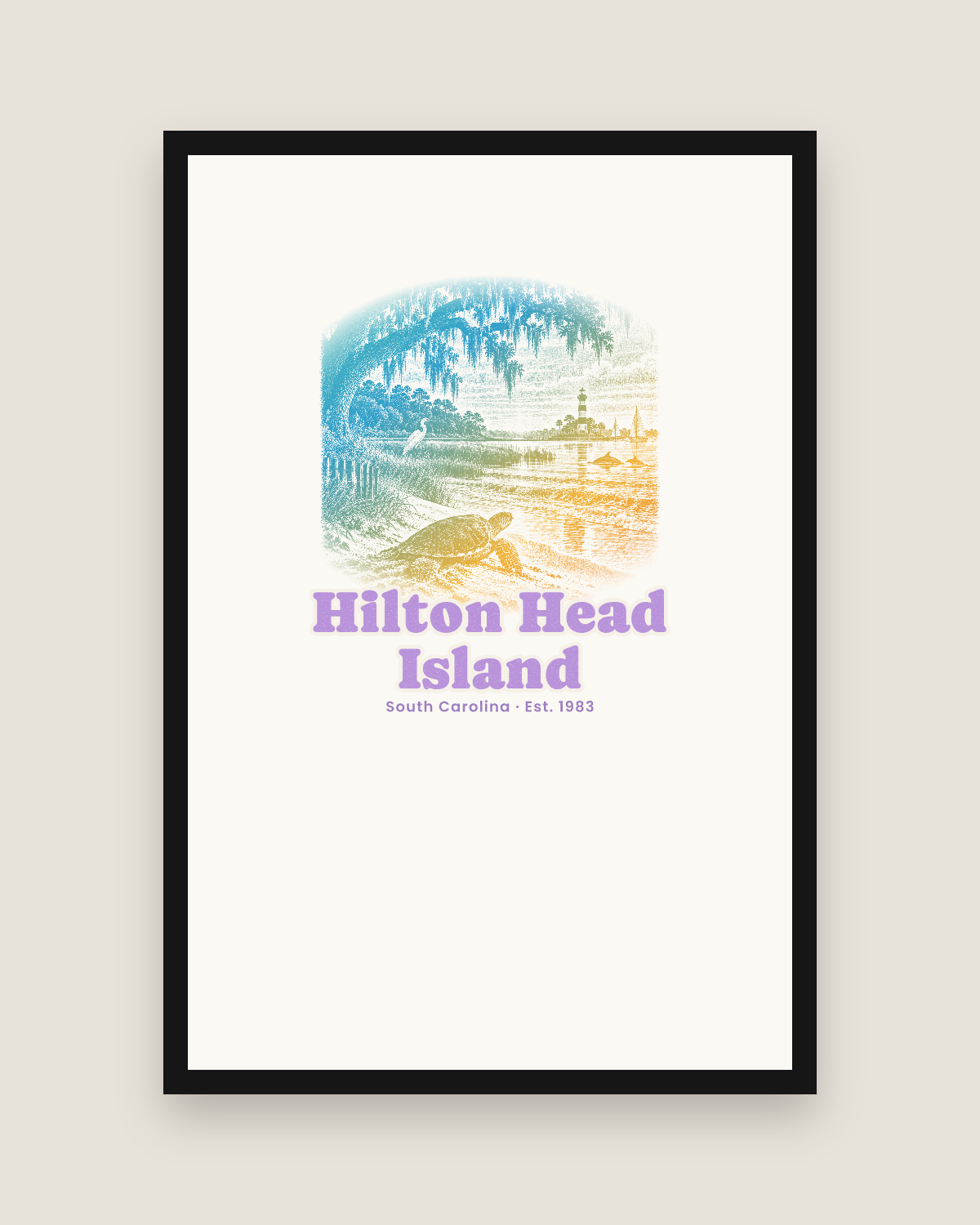 Hilton Head Island Loggerhead Dawn Matte Poster in White