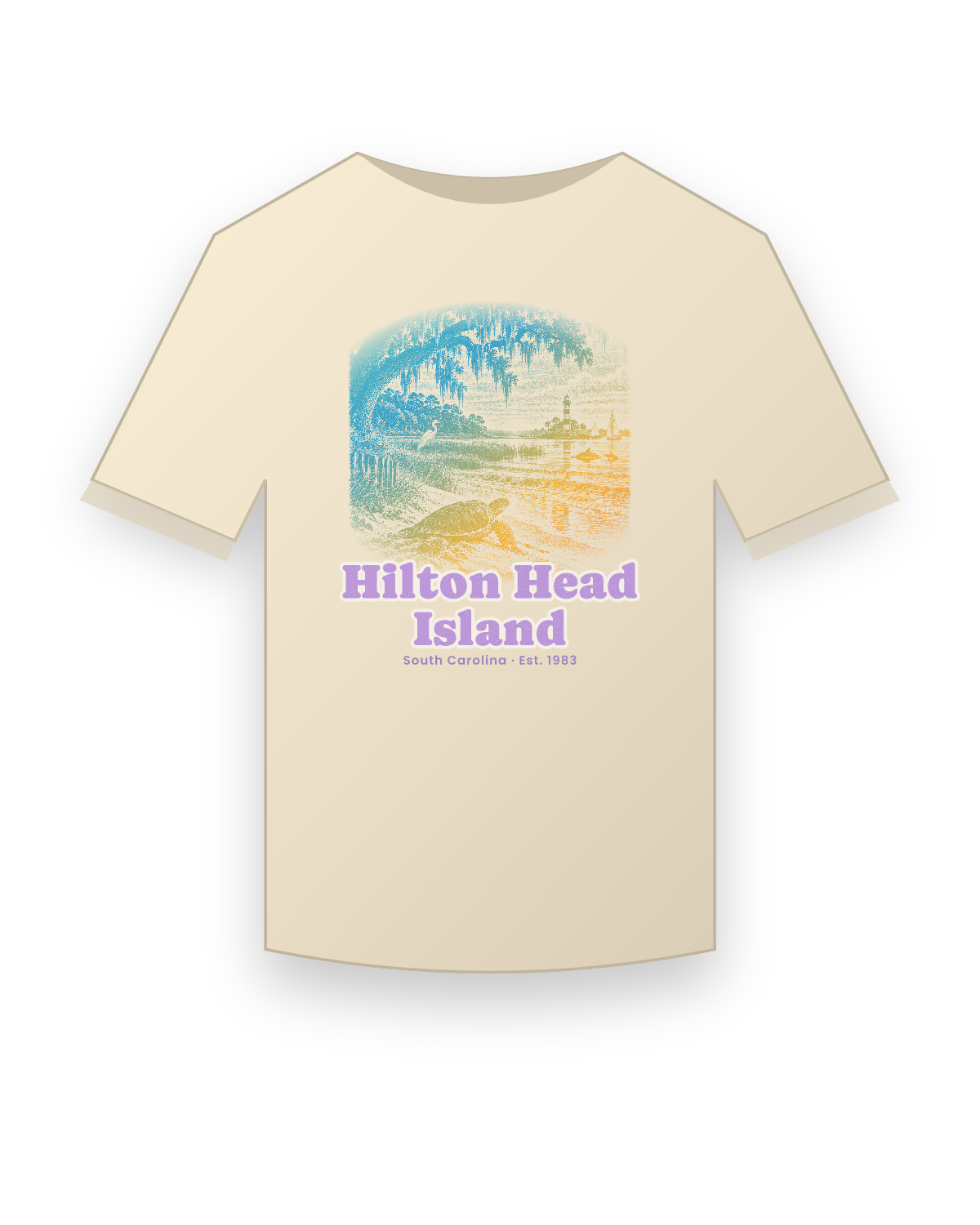 Hilton Head Island Loggerhead Dawn Organic Cotton Tee in Natural