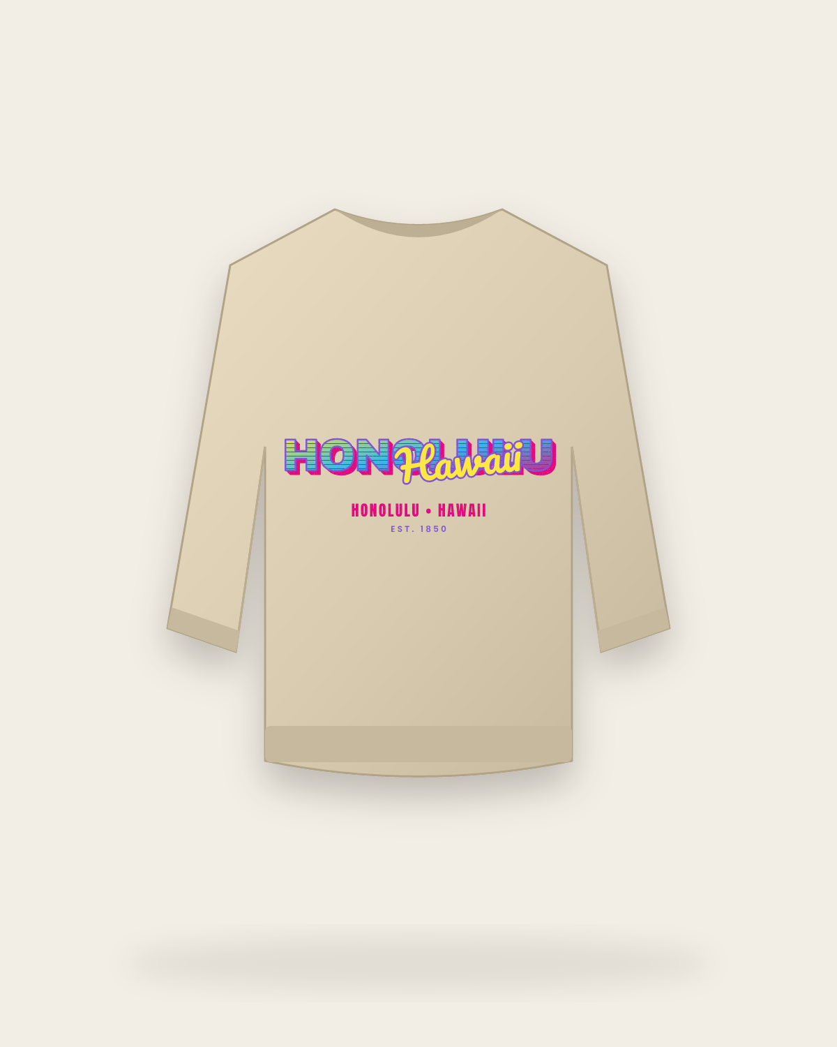 Honolulu Music TV Crewneck Sweatshirt in Sand