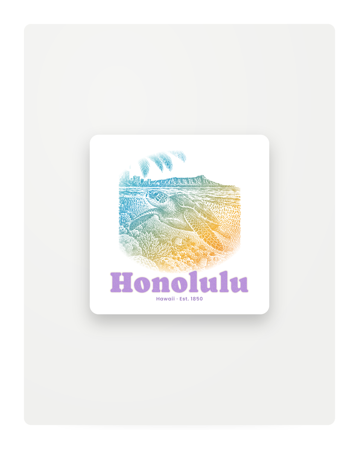 Honolulu Sea Turtle Fridge Magnet in White