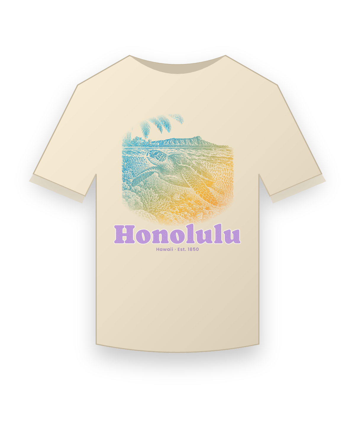 Honolulu Sea Turtle Organic Cotton Tee in Natural