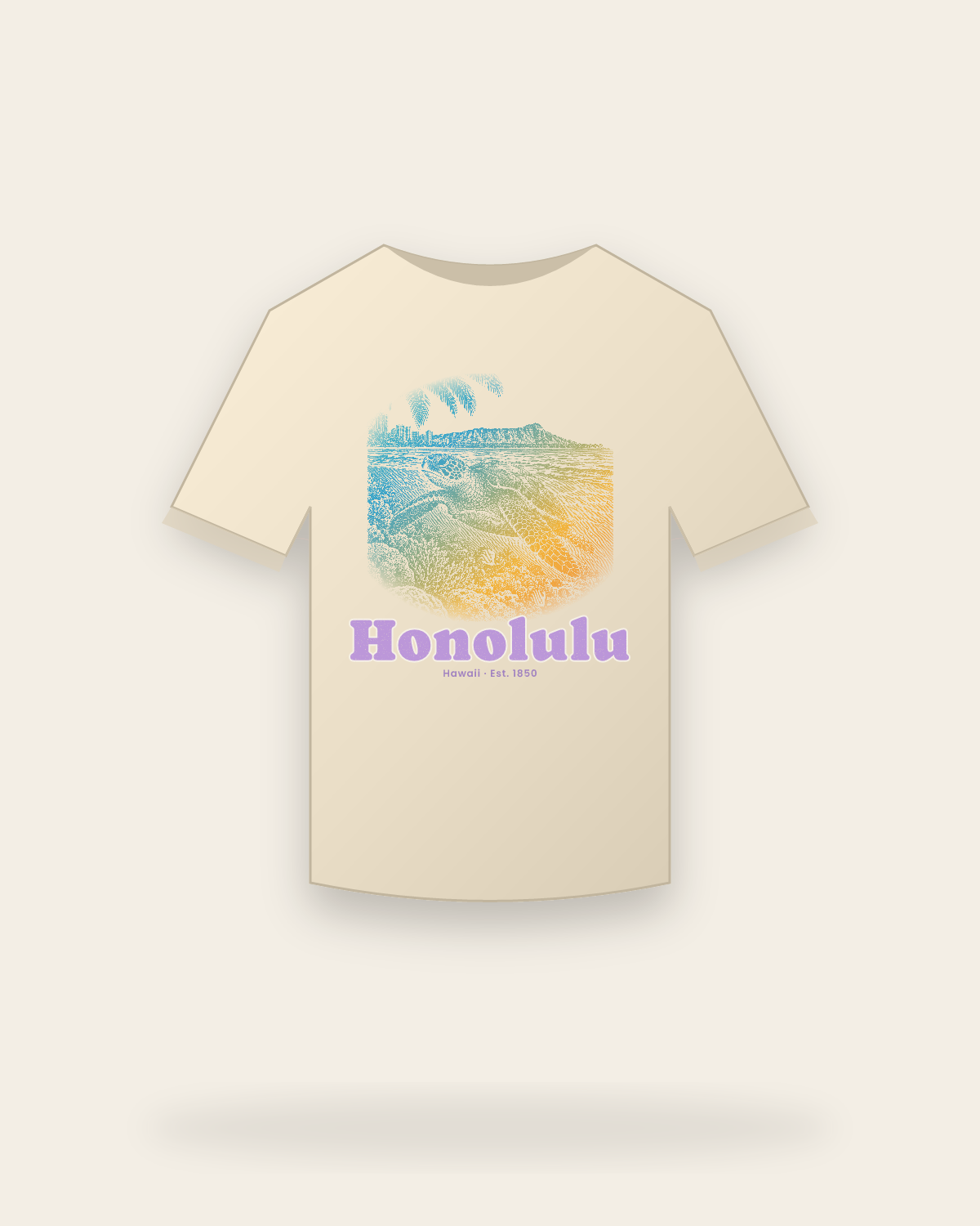 Honolulu, HI Sea Turtle Classic Tee in Natural
