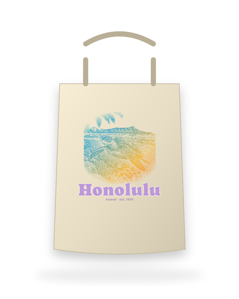 Honolulu Sea Turtle Canvas Tote