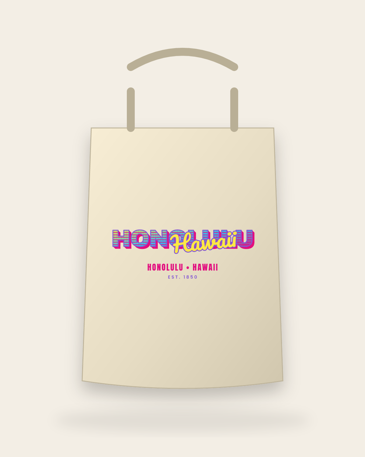 Honolulu Music TV Canvas Tote in Beige