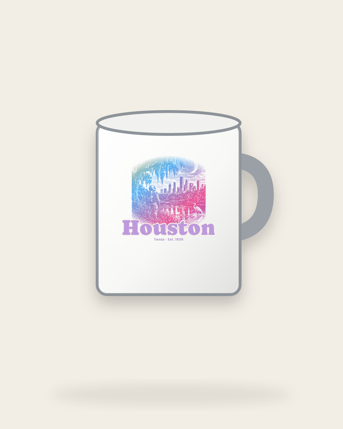 Houston Bayou Moon Enamel Camp Mug in White