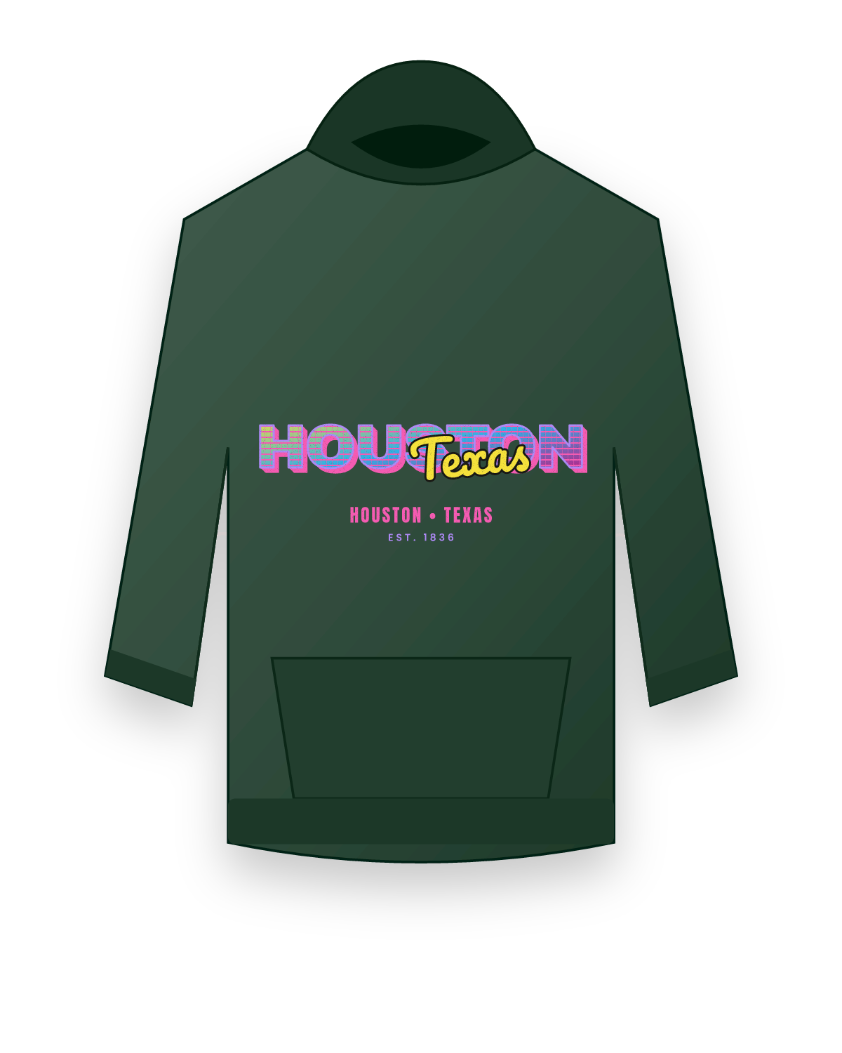 Houston Music TV Hooded Sweatshirt in Forest Green