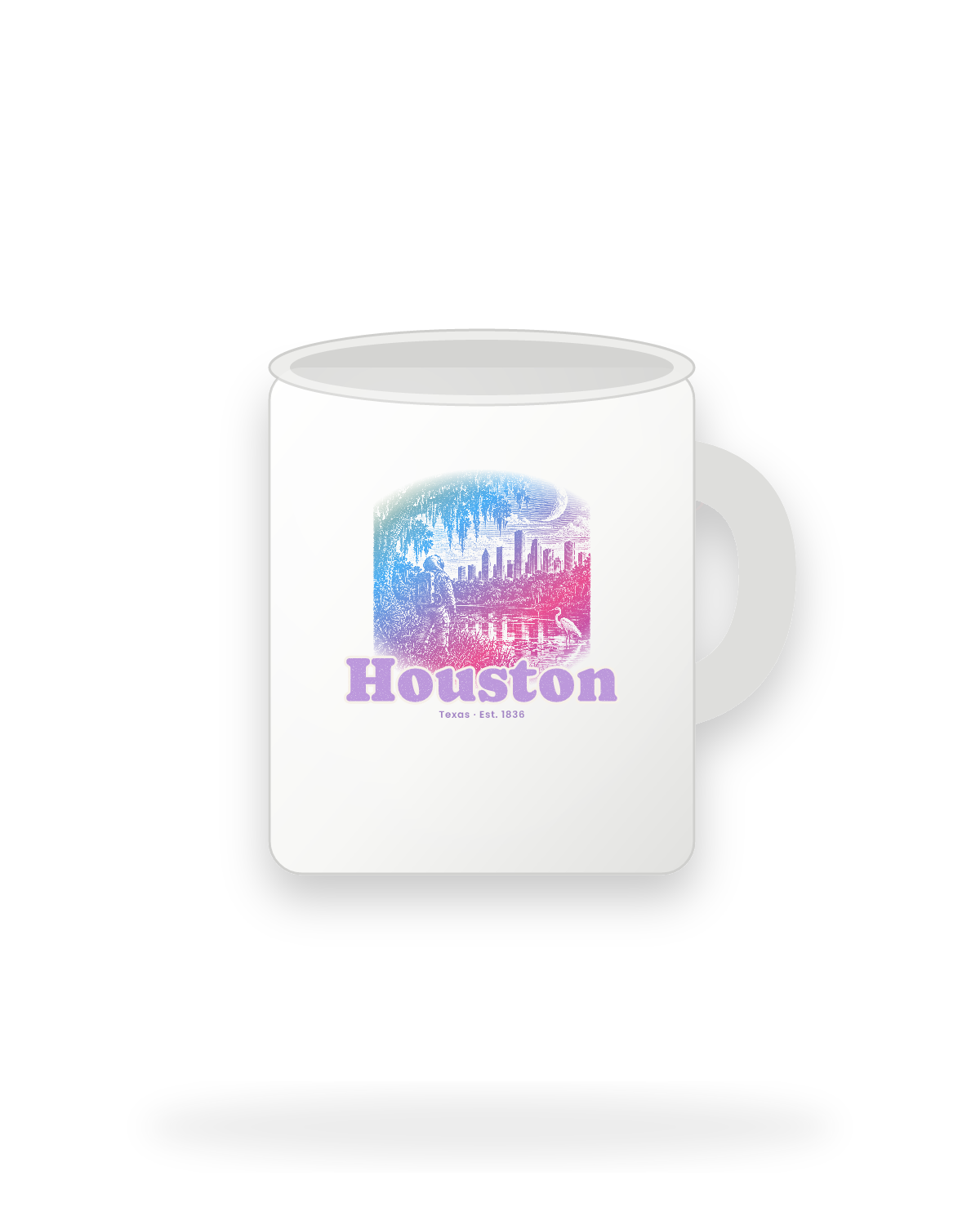Houston Bayou Moon Ceramic Mug 11oz in White