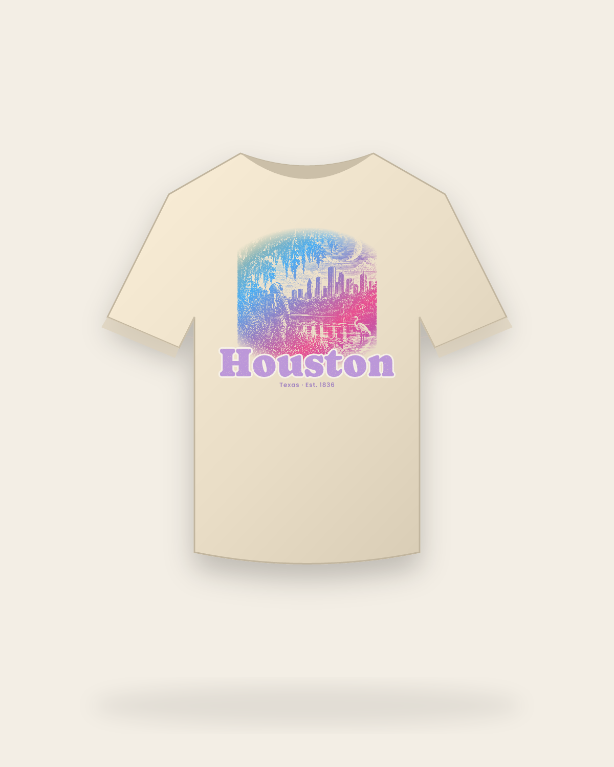 Houston Bayou Moon Organic Cotton Tee in Natural