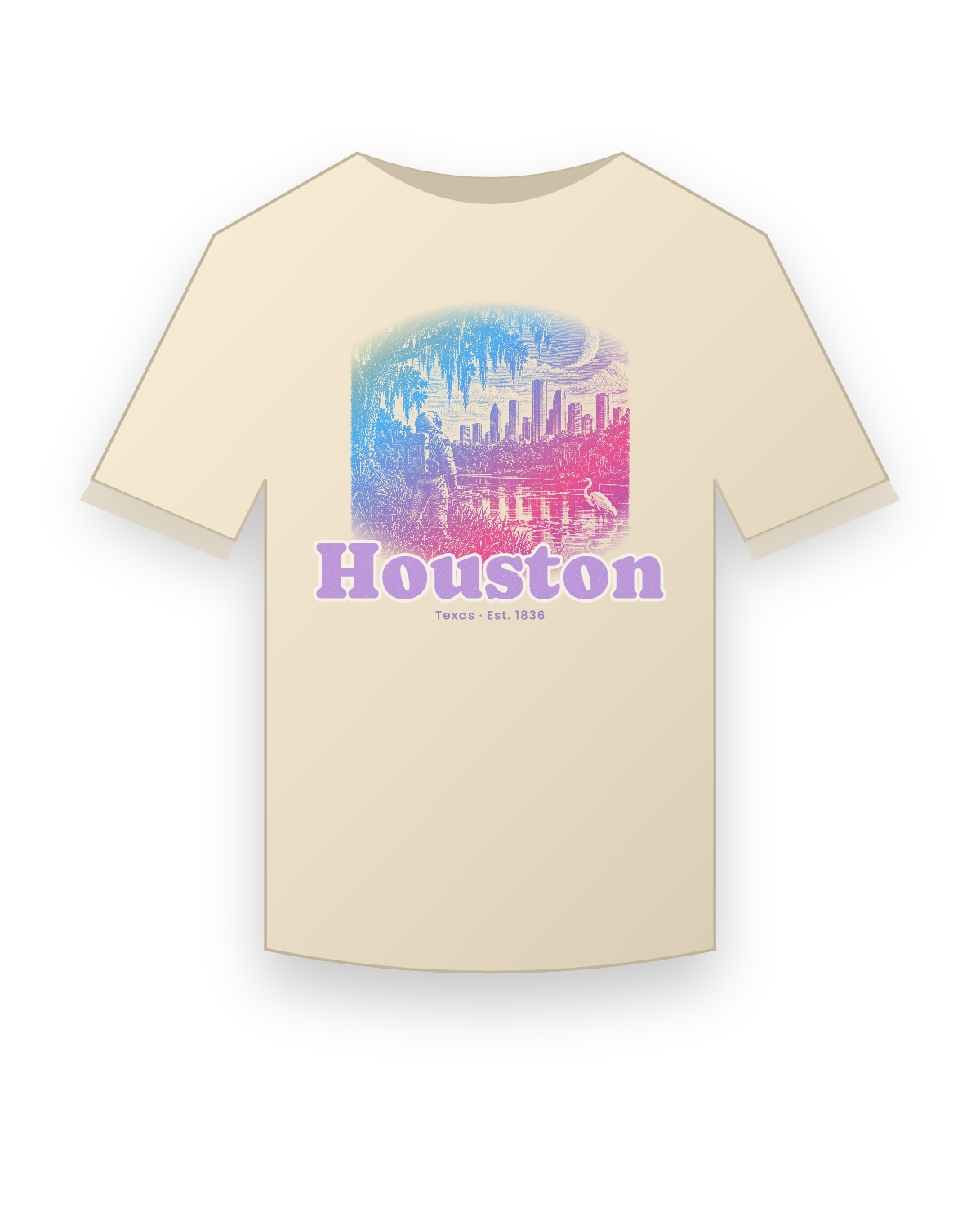 Houston Bayou Moon Classic Tee in Natural