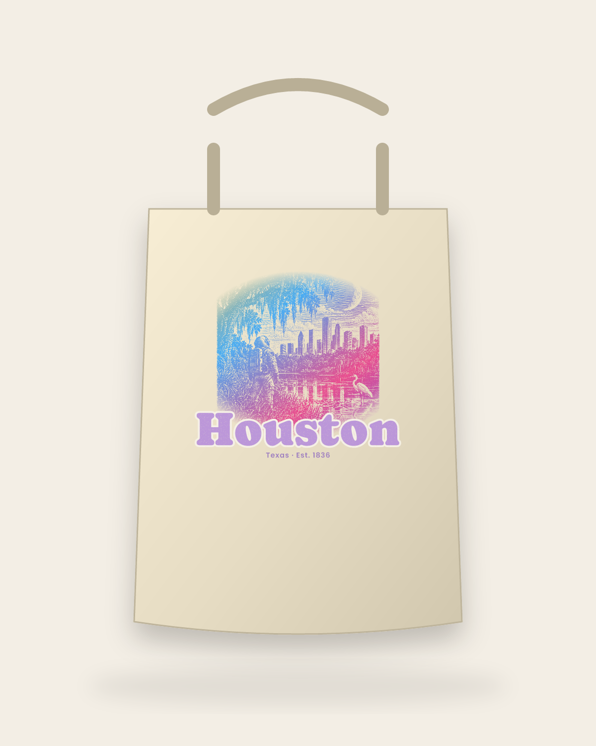 Houston Bayou Moon Canvas Tote in Beige
