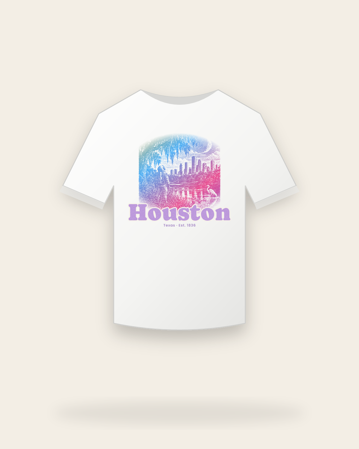 Houston Bayou Moon Youth Tee in White