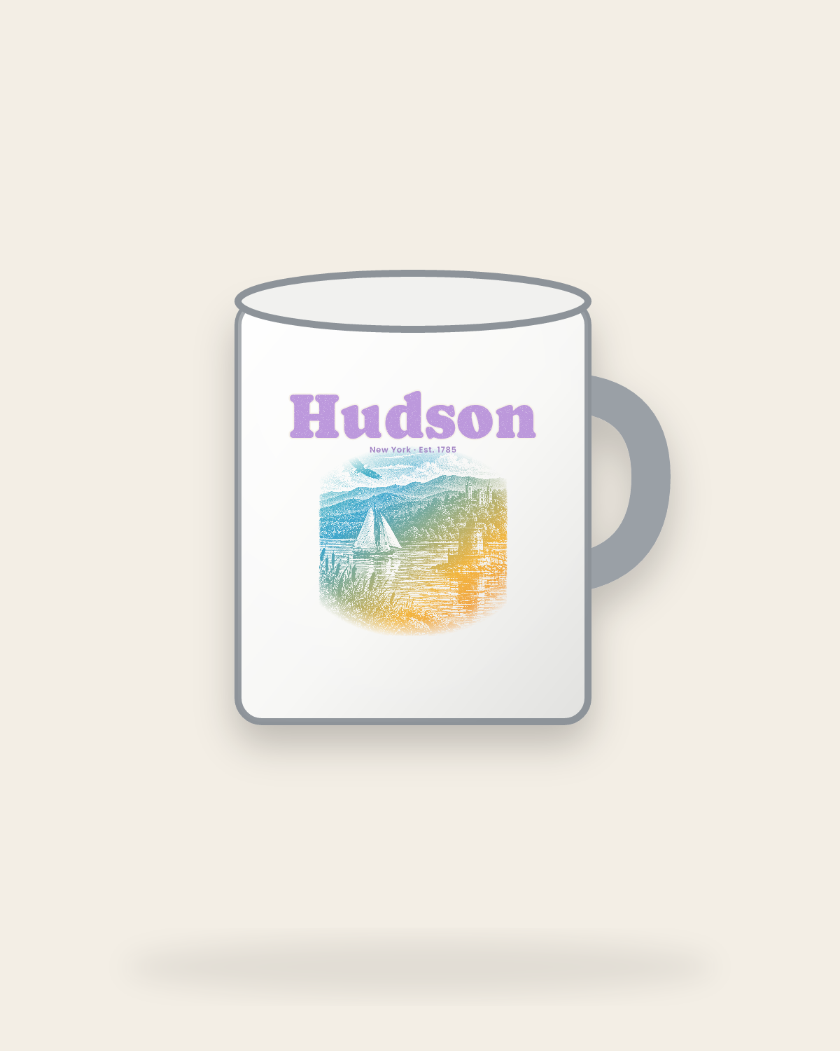 Hudson River Lighthouse Enamel Camp Mug in White