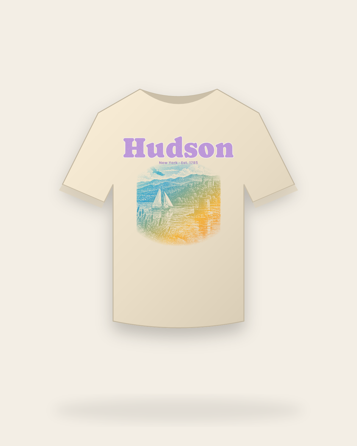 Hudson River Lighthouse Classic Tee in Natural