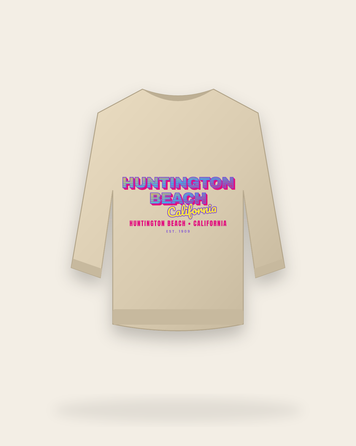 Huntington Beach Music TV Crewneck Sweatshirt in Sand