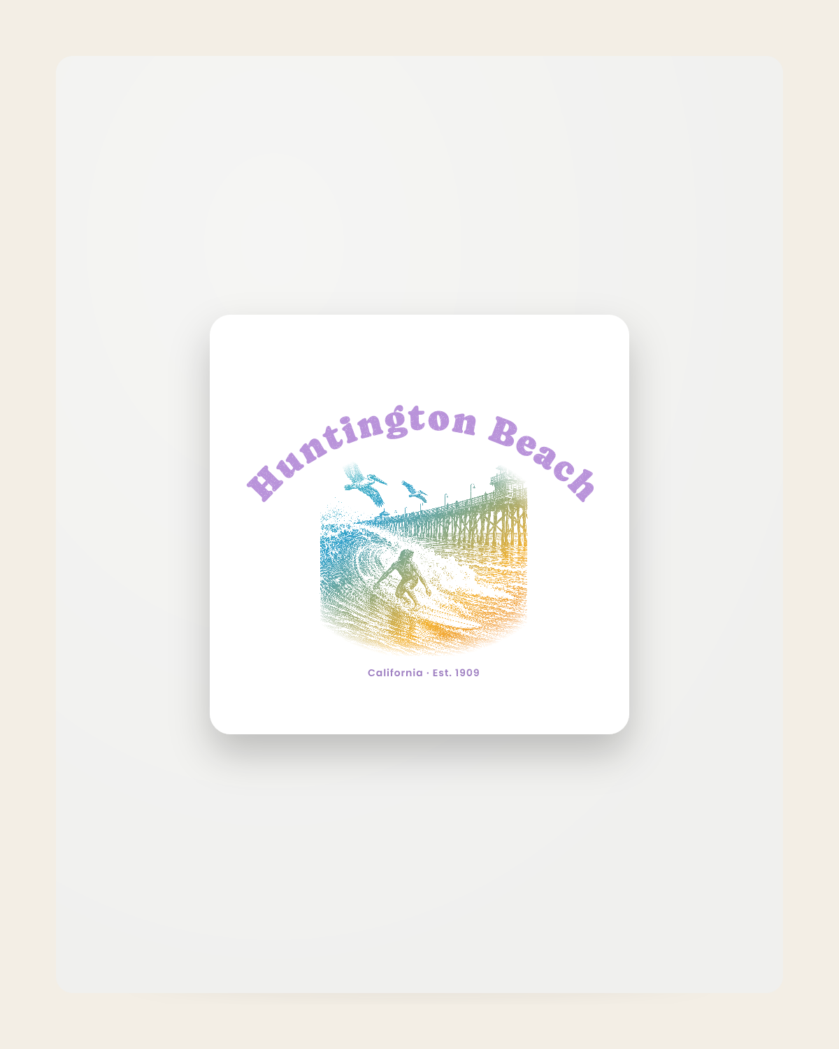 Huntington Beach Pier Surfer Fridge Magnet in White
