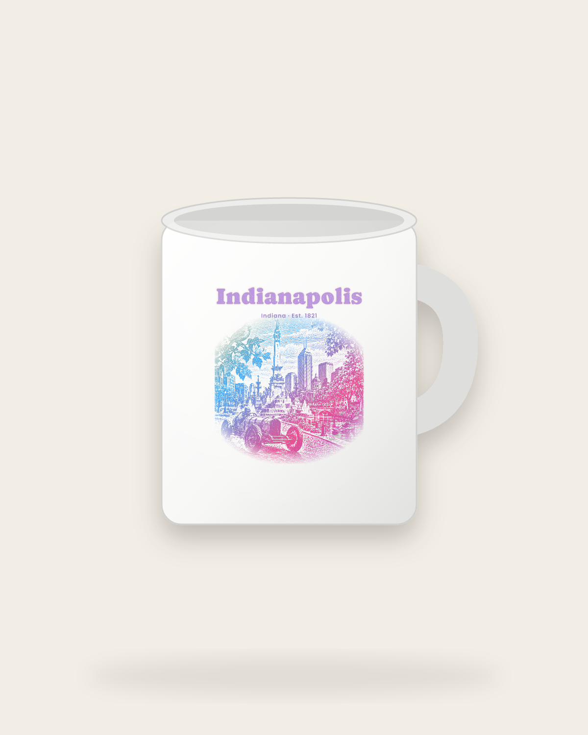 Indianapolis Monument Circle Ceramic Mug 11oz in White