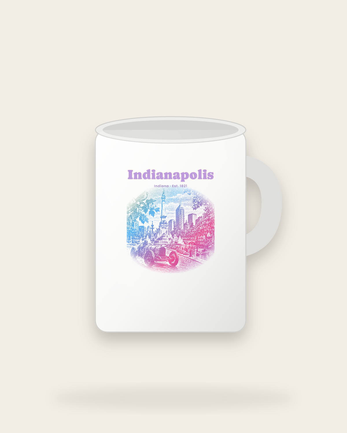 Indianapolis Monument Circle Ceramic Mug 15oz in White