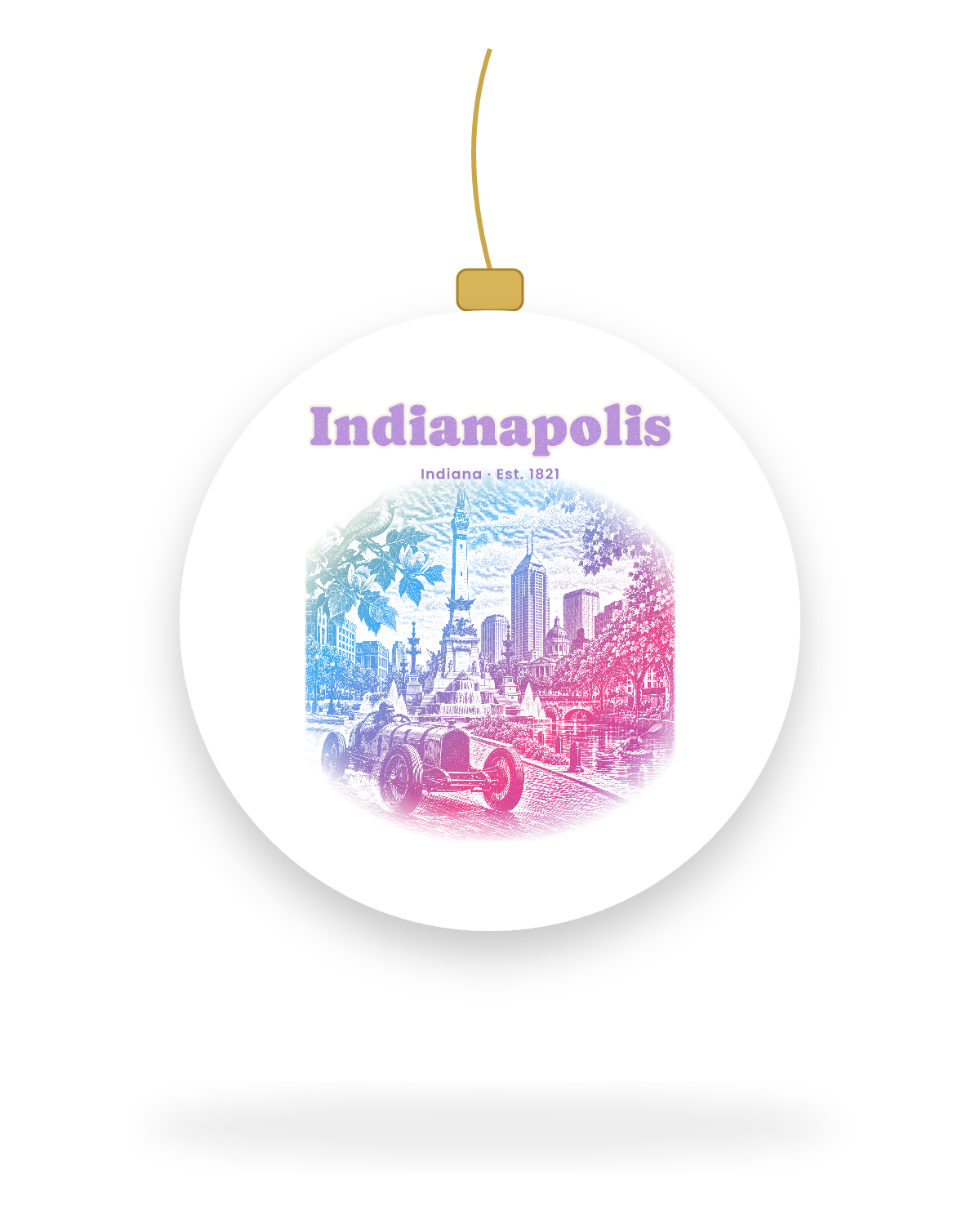 Indianapolis Monument Circle Ceramic Ornament in White