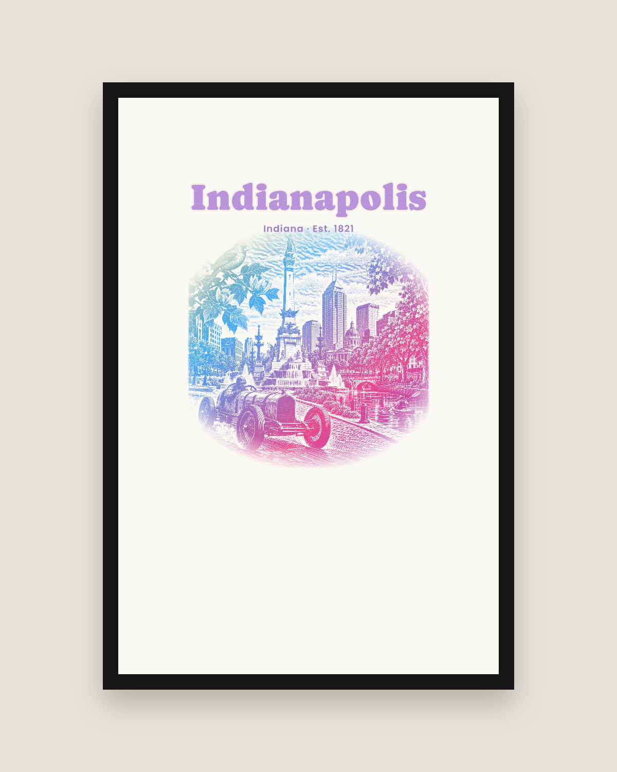 Indianapolis Monument Circle Matte Poster in White