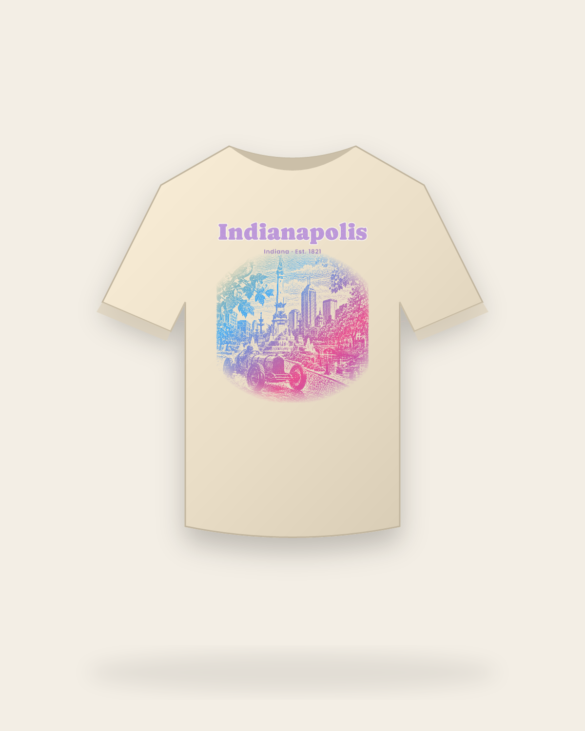 Indianapolis Monument Circle Organic Cotton Tee in Natural