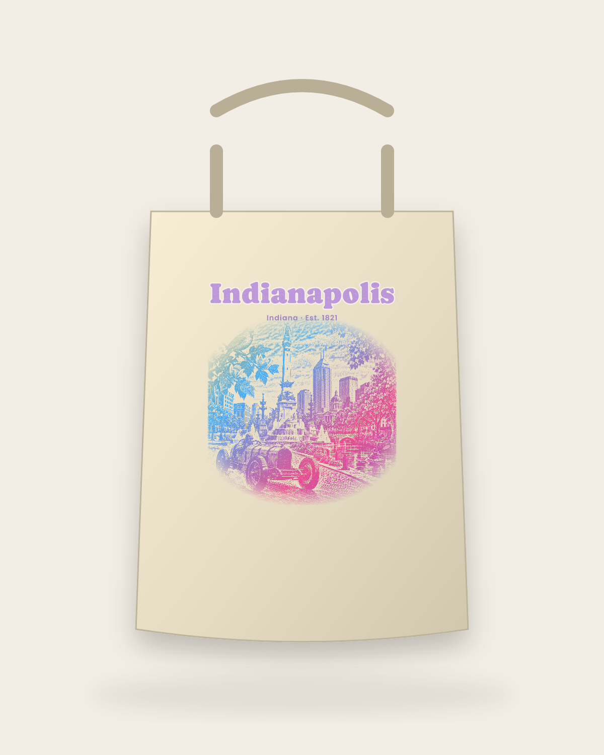 Indianapolis Monument Circle Canvas Tote in Beige