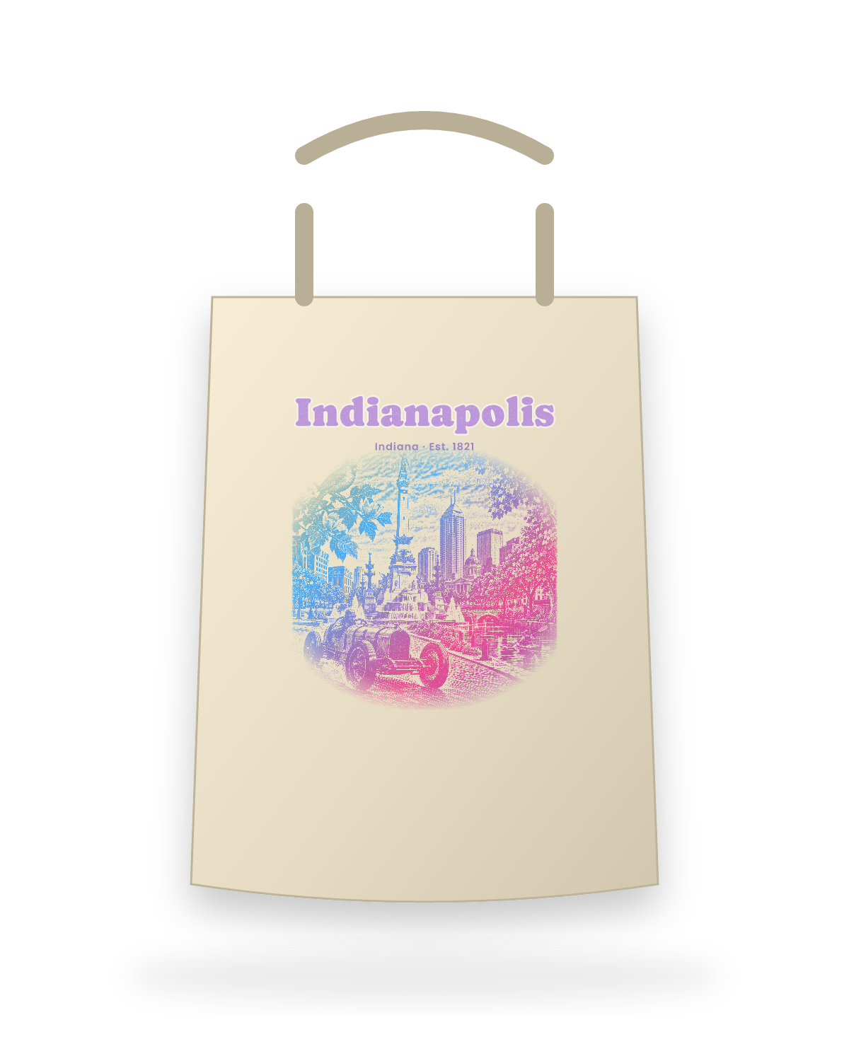 Indianapolis Monument Circle Canvas Tote in Beige