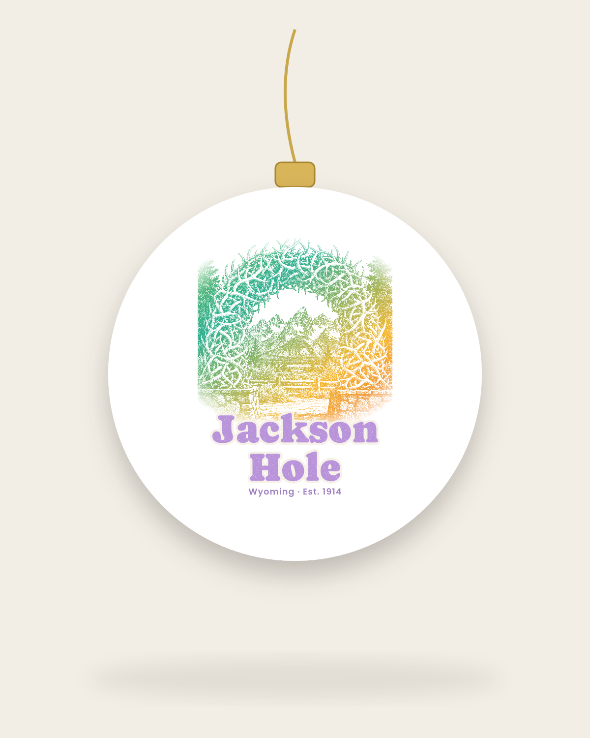 Jackson Hole Antler Arch Ceramic Ornament in White